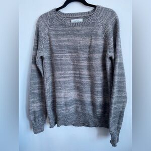 Held in Common Wool Blend Striped Crewneck Sweater - Gray - M Medium